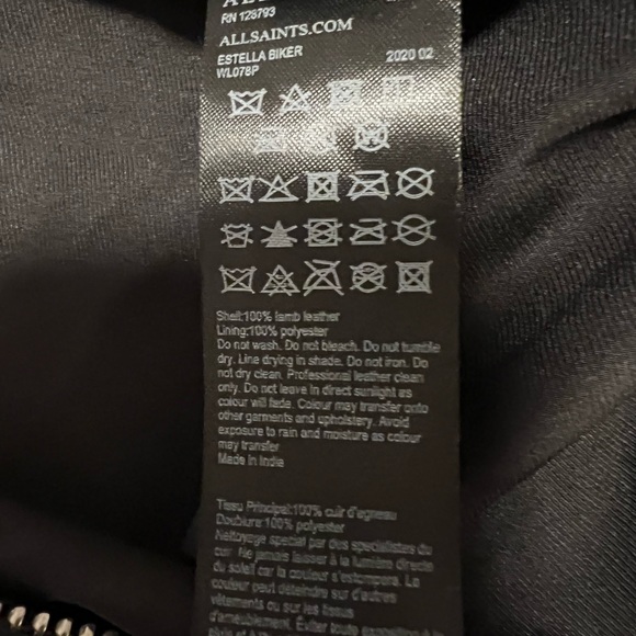 All Saints Estella Biker Jacket. Size: US 0, UK 4, EU 32. - Picture 6 of 7